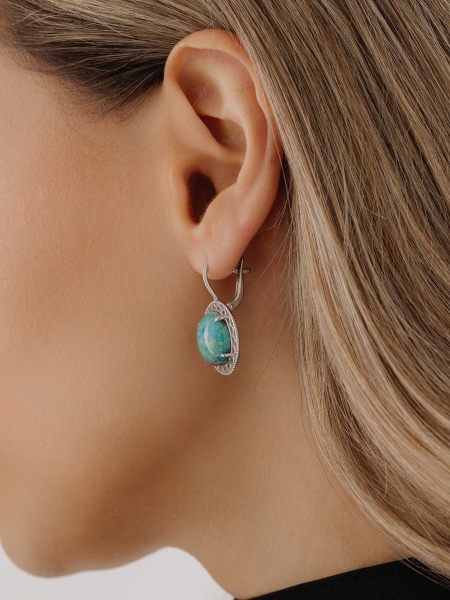 Серьги из серебра с бирюзой 2340311999 от KRASNOE, металл Серебро, вставка Бирюза