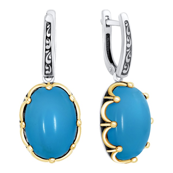 Серьги из серебра с бирюзой в ювелирном интернет-магазине