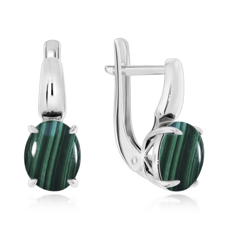 Серьги из серебра с малахитом