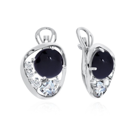 Серьги из серебра с агатами и фианитами 2340391170-20 от KRASNOE, металл Серебро, вставка Агат