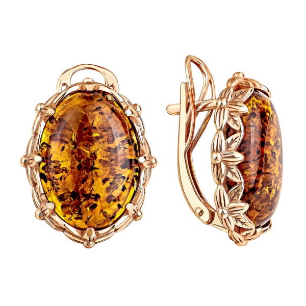 Серьги из серебра с янтарём в ювелирном интернет-магазине