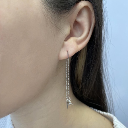 Серьги из серебра с фианитами 2340201251-1-3-40 от KRASNOE, металл Серебро, вставка Фианит