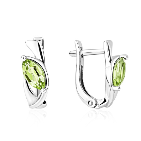 Серьги из серебра с хризолитом