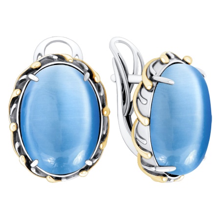 Серьги из серебра с кошачим глазом 2317265800-70 от KRASNOE, металл Серебро, вставка Кош. глаз гол. синт.