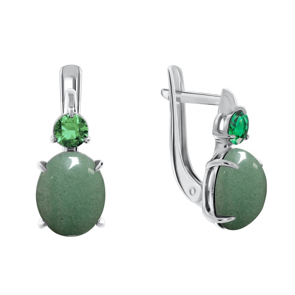 Серьги из серебра с авантюрином