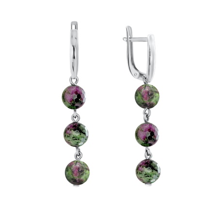 Серьги из серебра с цоизитами 2340590632 от KRASNOE, металл Серебро, вставка Цоизит