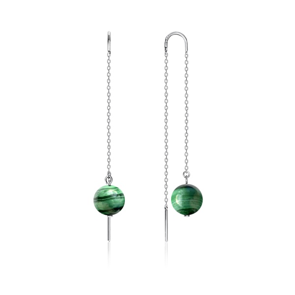 Серьги из серебра с малахитами