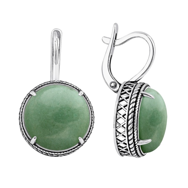 Серьги из серебра с авантюринами натур. 2310365179-1 от KRASNOE, металл Серебро, вставка Авантюрин Натур. Серьги из серебра с авантюринами натур. 2310365179-1 от KRASNOE, металл Серебро, вставка Авантюрин Натур.