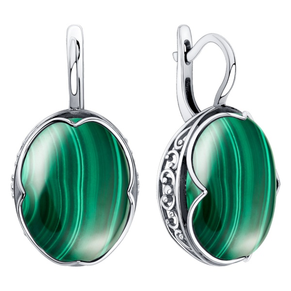 Серьги из серебра с малахитами в ювелирном интернет-магазине Серьги из серебра с малахитами в ювелирном интернет-магазине
