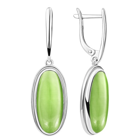 Серьги из серебра с кошачим глазом