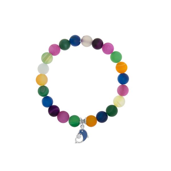 Купить браслет из серебра с эмалью, фианитами и ледяными агатами Купить браслет из серебра с эмалью, фианитами и ледяными агатами