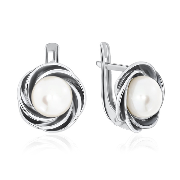 Серьги из серебра с жемчугами