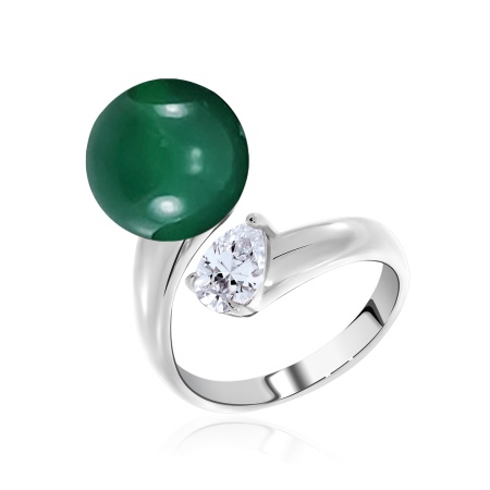 Купить кольцо из серебра с агатом и фианитом в интернет-магазине KRASNOE