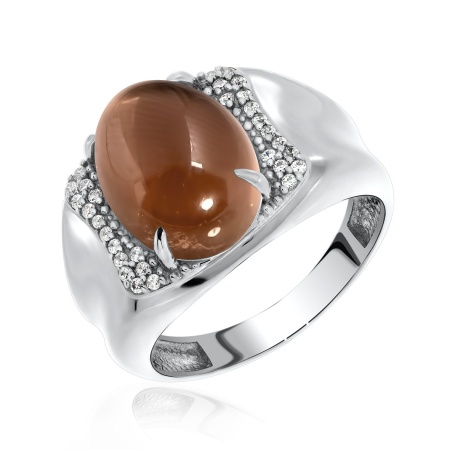 Купить кольцо из серебра с топазом и фианитами в интернет-магазине KRASNOE