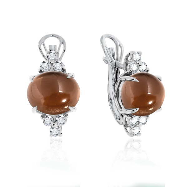 Серьги из серебра с топазами и фианитами