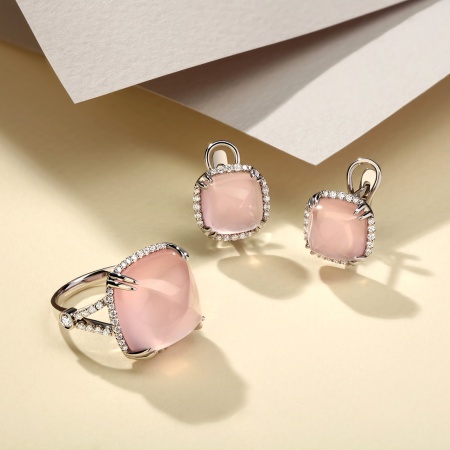 Серьги из золота с кварцами и бриллиантами timeless color