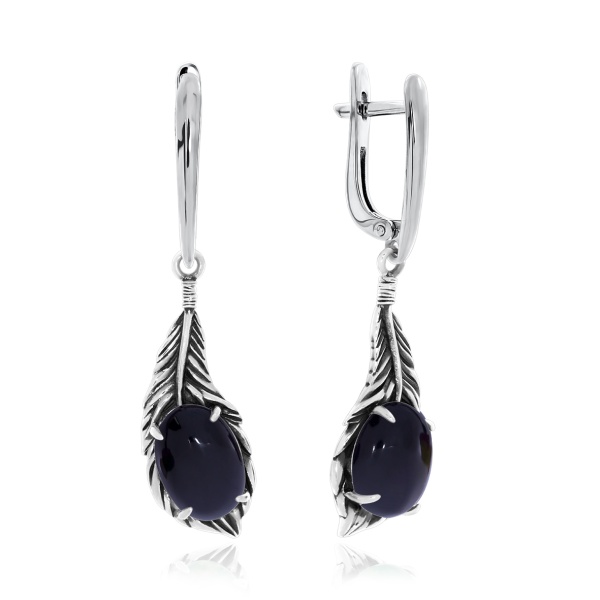 Серьги из серебра с агатами