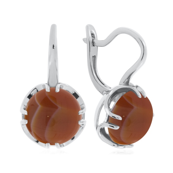 Серьги из серебра с сердоликами со скидкой