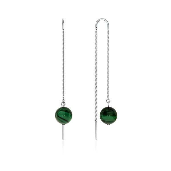  Серьги из серебра с малахитами