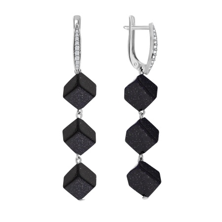 Серьги из серебра с авантюрином 2340360323л от KRASNOE, металл Серебро, вставка Авантюрин Синт.