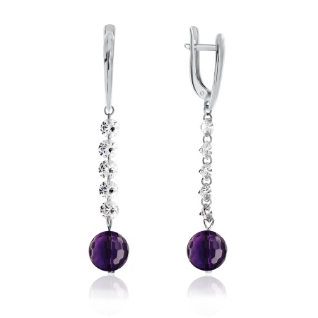 Серьги из серебра с аметист 2340060624 от KRASNOE, металл Серебро, вставка Аметист