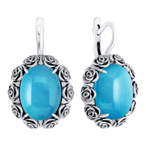 Серьги из серебра с агатом 2310315718 от KRASNOE, металл Серебро, вставка Бирюза i Серьги из серебра с агатом 2310315718 от KRASNOE, металл Серебро, вставка Бирюза i