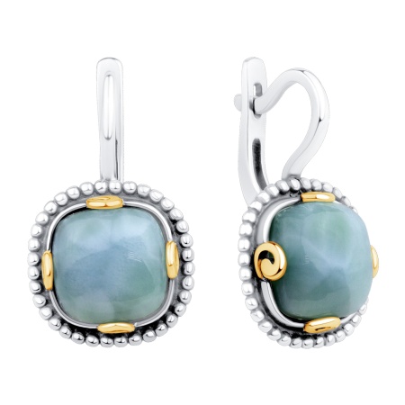 Серьги из серебра с ларимаром