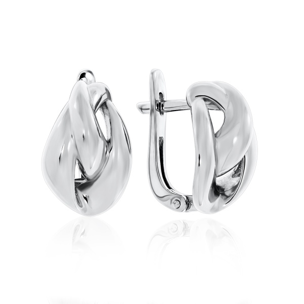 Серьги из серебра без вставок 2340400596 от KRASNOE, металл Серебро, вставка Без вставок