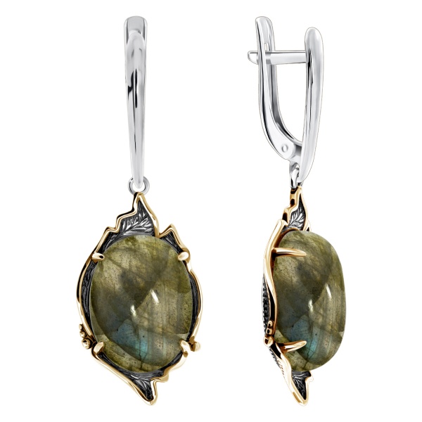 Серьги из серебра с лабрадоритами 2317Л05171 от KRASNOE, металл Серебро, вставка Лабрадорит