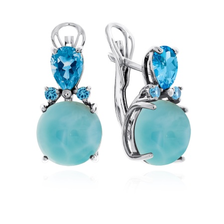 Серьги из серебра с ларимаром