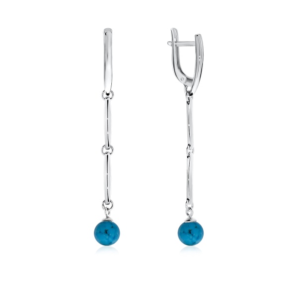 Серьги из серебра с бирюзой со скидкой