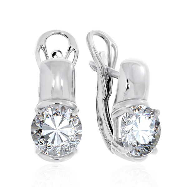 Серьги из серебра с фианитом swarovski со скидкой