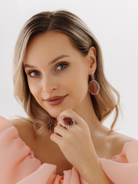 Серьги из серебра с халцедонами 2340605143-30 от KRASNOE, металл Серебро, вставка Халцедон