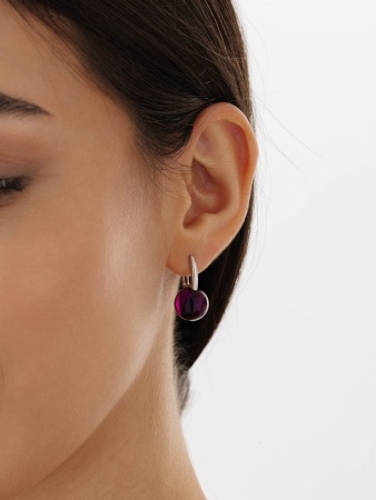 Серьги из серебра с фиолетовыми кристаллами