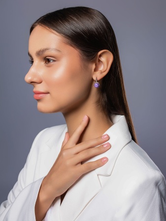 Серьги из серебра с чароитами