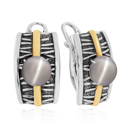 Серьги из серебра с имитацией кошачьего глаза 2317261754-21 от KRASNOE, металл Серебро, вставка Кошачий глаз