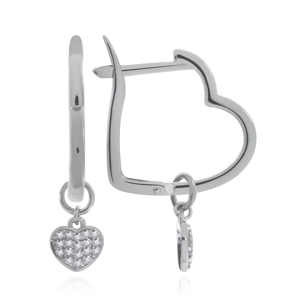 Серьги из серебра с фианитами со скидкой