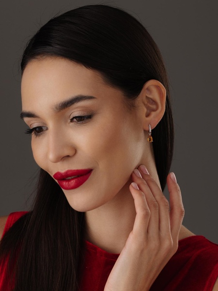 Серьги из серебра с цитринами в ювелирном интернет-магазине