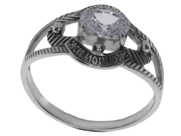 Кольцо из серебра с эмалью и фианитом