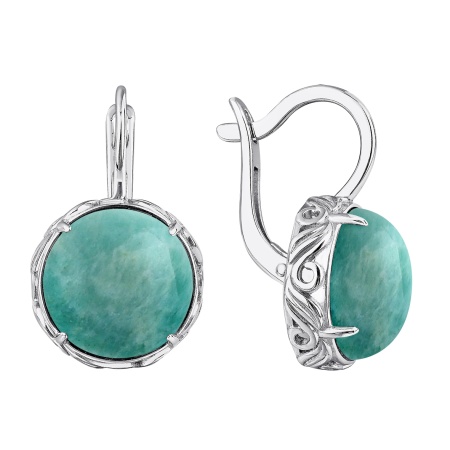 Серьги из серебра с амазонитами 2340375138 от KRASNOE, металл Серебро, вставка Амазонит