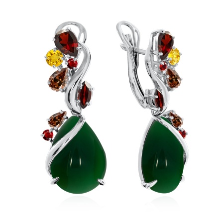 Серьги из серебра с агатами и фианитами 2340390876-31 от KRASNOE, металл Серебро, вставка Агат