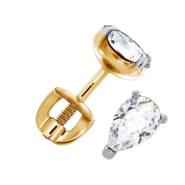 Пусеты из серебра с фианитами со скидкой