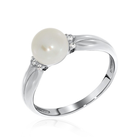 Купить кольцо из серебра с жемчугом и фианитами в интернет-магазине KRASNOE Купить кольцо из серебра с жемчугом и фианитами в интернет-магазине KRASNOE