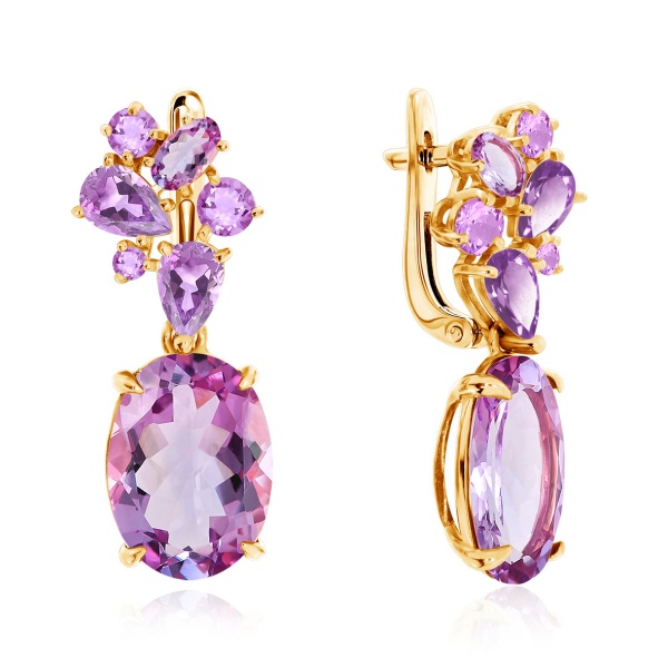 Серьги из серебра с аметист 2320060882 от KRASNOE, металл Серебро, вставка Аметист