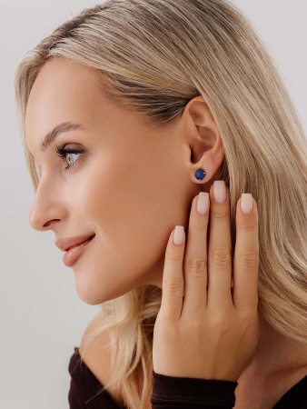 Пусеты из серебра с лазуритами