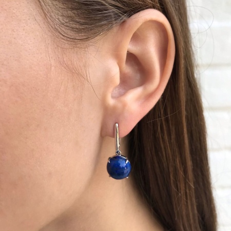 Серьги из серебра с лазуритами 2340472311 от KRASNOE, металл Серебро, вставка Лазурит