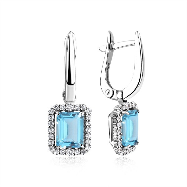 Серьги из серебра с топазами и фианитами в ювелирном интернет-магазине