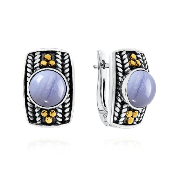 Серьги из серебра с агатами 2317391750-84 от KRASNOE, металл Серебро, вставка Агат