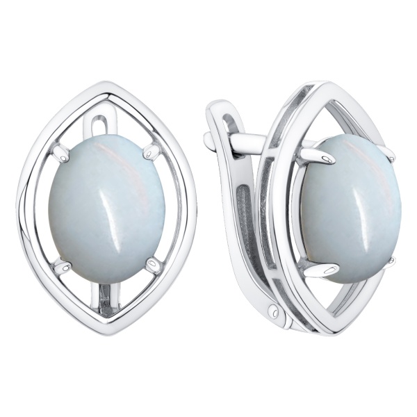 Серьги из серебра с лунным камнем в ювелирном интернет-магазине