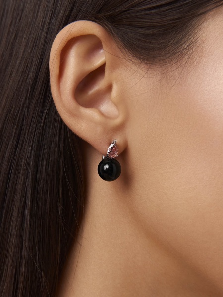 Серьги из серебра с агатами и фианитами 2340391396-1-20 от KRASNOE, металл Серебро, вставка Агат